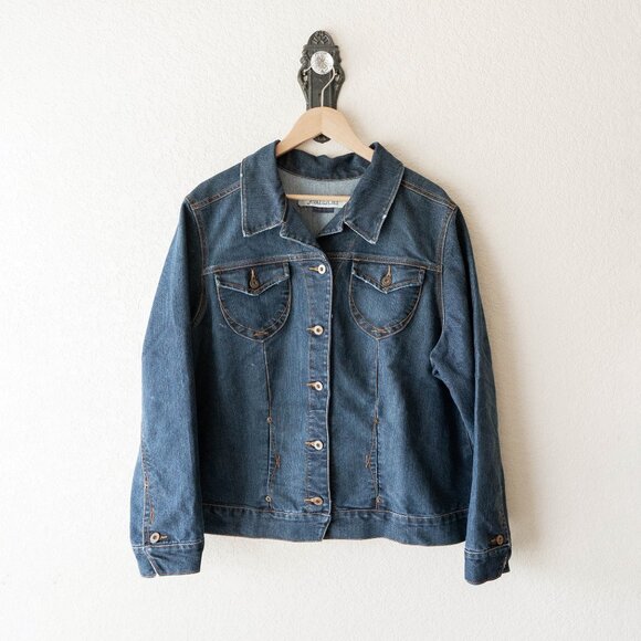 Jeanstar Denim Jacket Womens Size 2X Classic Blue Jean Western Stitching Buttons - Picture 1 of 6